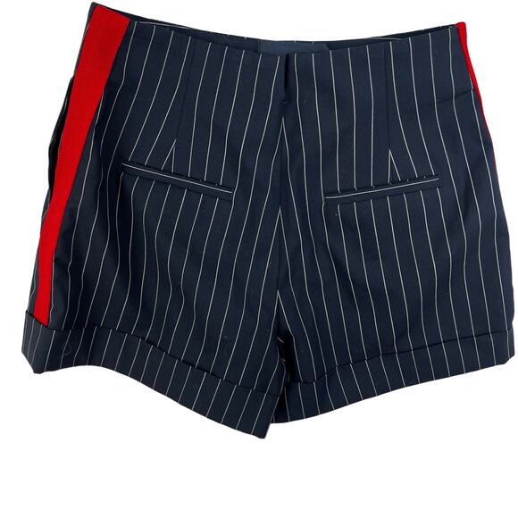 Rag & Bone Jess Wool Navy Pinstripe Shorts w Red Side Stripe Women’s SZ 0 EUC - Picture 2 of 7